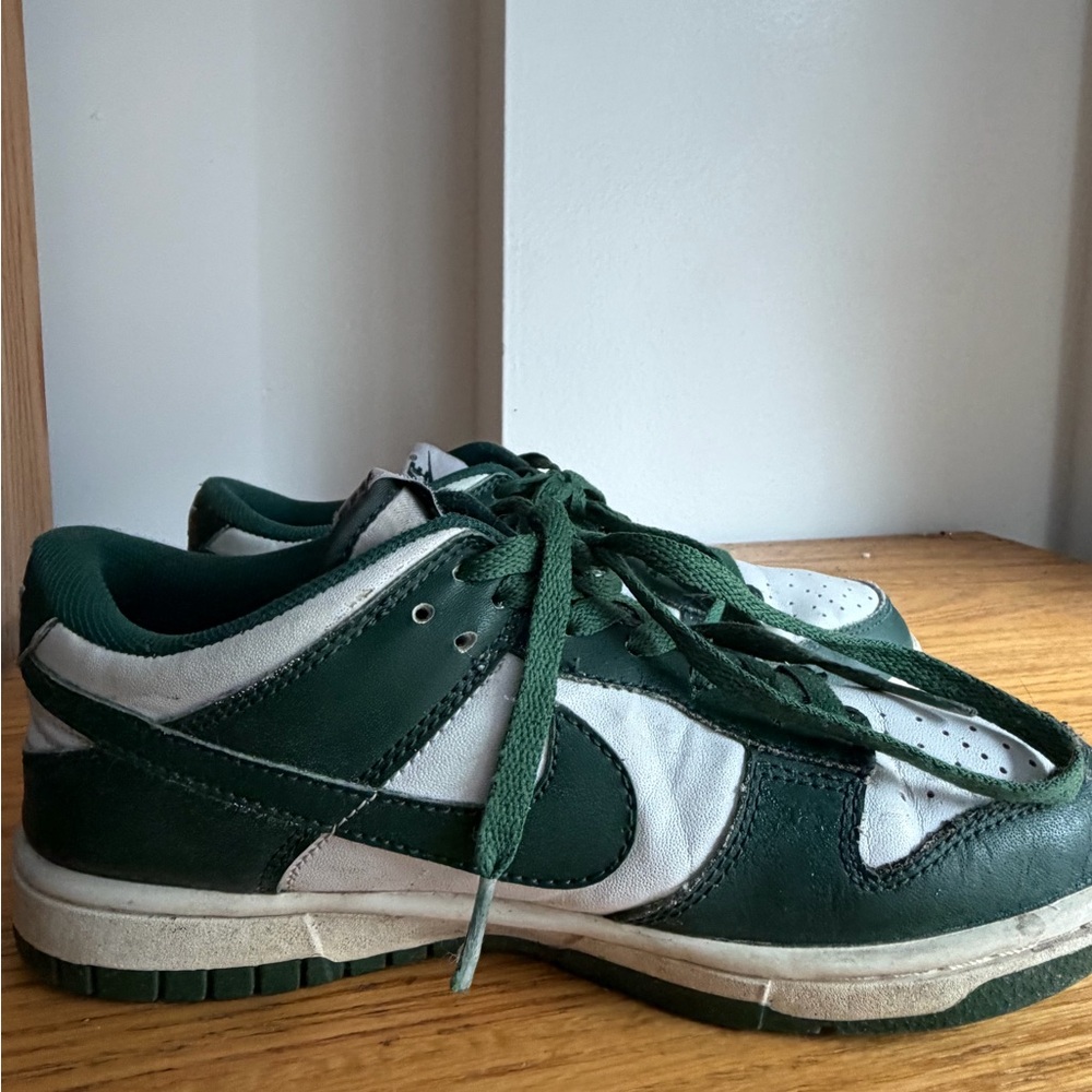 Green and White Nike Dunks